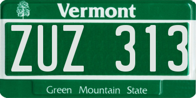 VT license plate ZUZ313