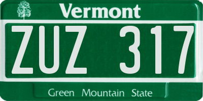 VT license plate ZUZ317