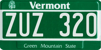 VT license plate ZUZ320