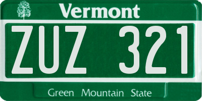 VT license plate ZUZ321