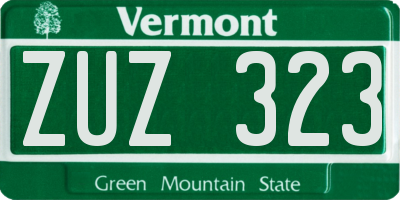 VT license plate ZUZ323