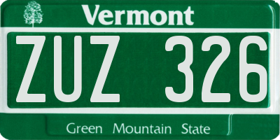 VT license plate ZUZ326