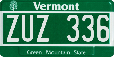 VT license plate ZUZ336