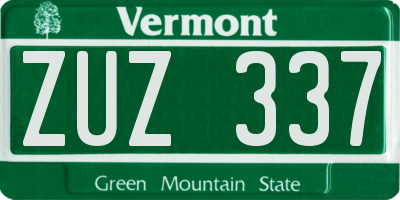 VT license plate ZUZ337