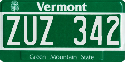VT license plate ZUZ342