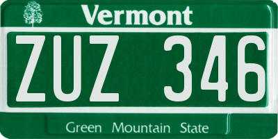 VT license plate ZUZ346