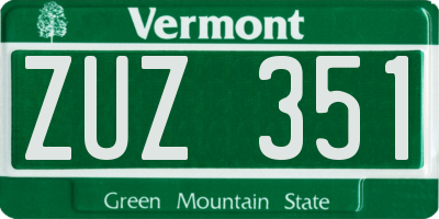 VT license plate ZUZ351