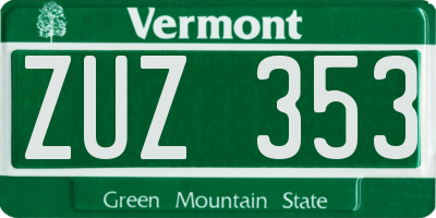 VT license plate ZUZ353