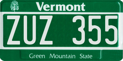 VT license plate ZUZ355
