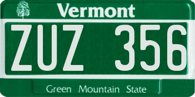 VT license plate ZUZ356