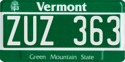 VT license plate ZUZ363