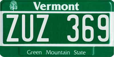 VT license plate ZUZ369
