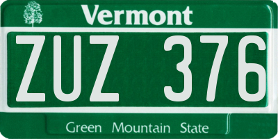 VT license plate ZUZ376