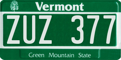 VT license plate ZUZ377