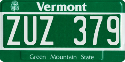 VT license plate ZUZ379