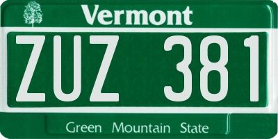 VT license plate ZUZ381