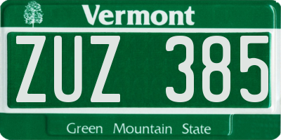 VT license plate ZUZ385
