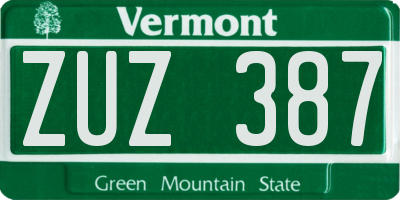 VT license plate ZUZ387