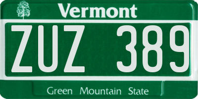 VT license plate ZUZ389