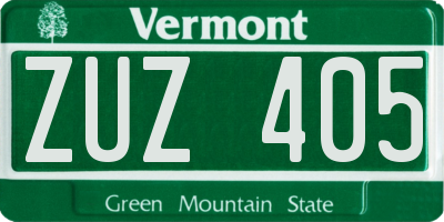 VT license plate ZUZ405