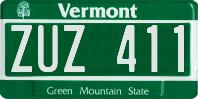 VT license plate ZUZ411