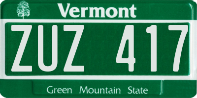 VT license plate ZUZ417
