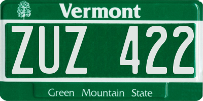 VT license plate ZUZ422