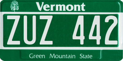 VT license plate ZUZ442