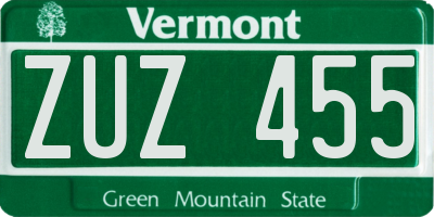 VT license plate ZUZ455