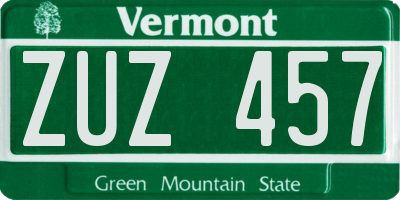 VT license plate ZUZ457
