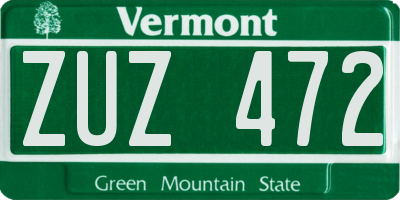 VT license plate ZUZ472