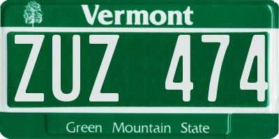 VT license plate ZUZ474