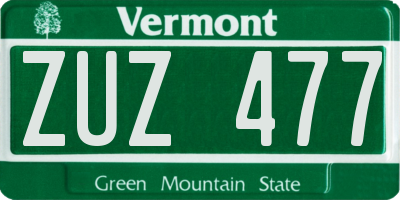 VT license plate ZUZ477