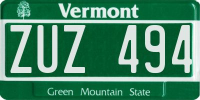 VT license plate ZUZ494