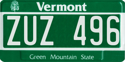 VT license plate ZUZ496