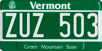 VT license plate ZUZ503