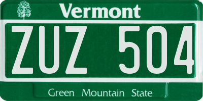 VT license plate ZUZ504