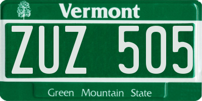 VT license plate ZUZ505