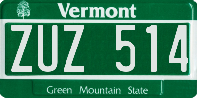 VT license plate ZUZ514