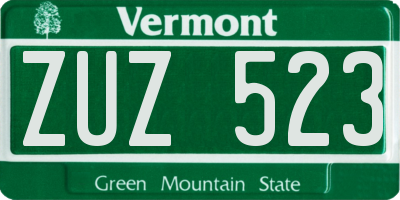 VT license plate ZUZ523