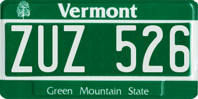 VT license plate ZUZ526