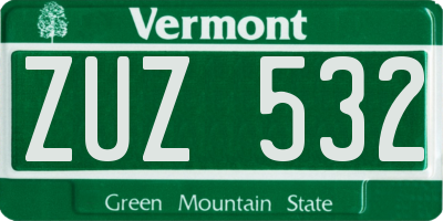 VT license plate ZUZ532