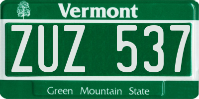 VT license plate ZUZ537