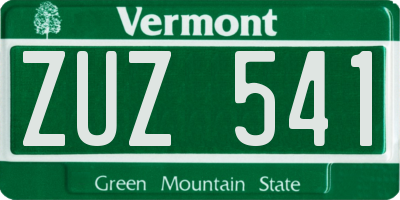 VT license plate ZUZ541