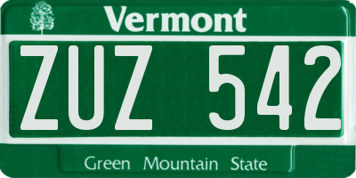 VT license plate ZUZ542