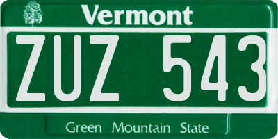 VT license plate ZUZ543