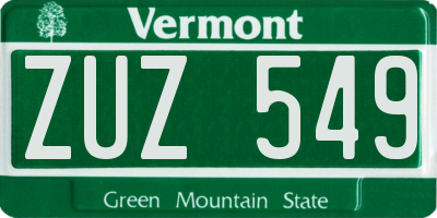 VT license plate ZUZ549