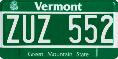 VT license plate ZUZ552