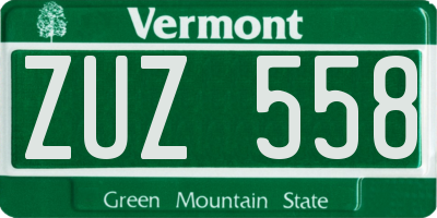 VT license plate ZUZ558