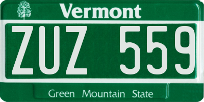 VT license plate ZUZ559